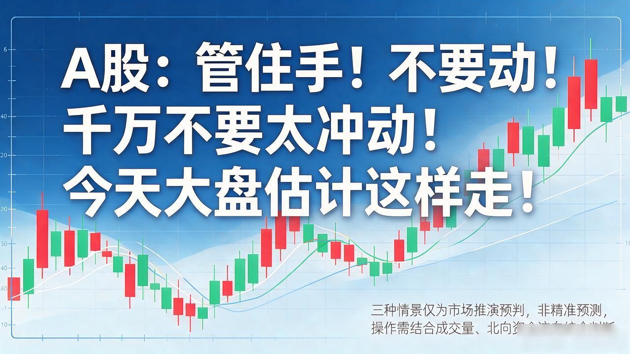 A股：管住手！不要动！千万不要太冲动！今天大盘估计这样走！